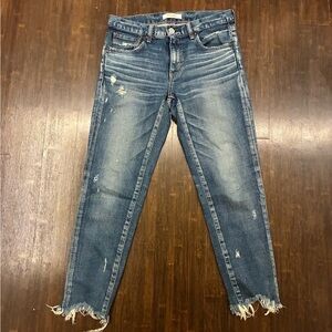 Moussy Distressed Ankle Skinny Jeans in Blue, Size 26